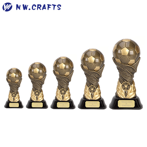 Polyresin antique gold soccer trophy
