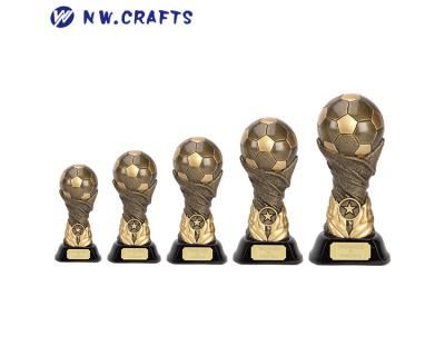 Polyresin antique gold soccer trophy